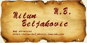 Milun Beljaković vizit kartica